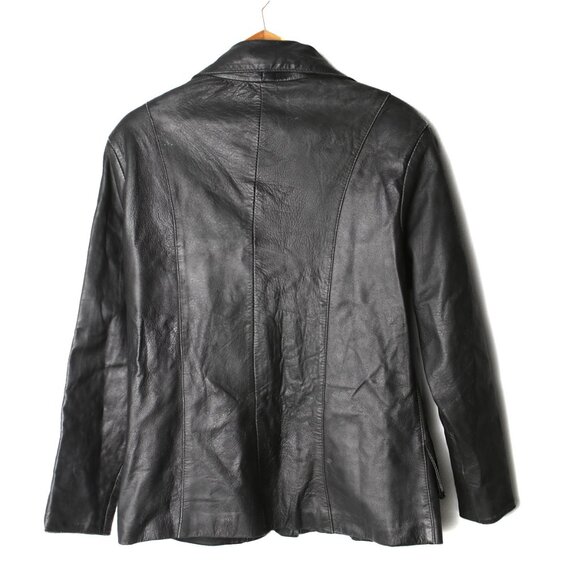 Vintage Edarly Calf Skin Leather Jacket Black Zipper Fitted Lined Coat Mexico - Picture 12 of 16